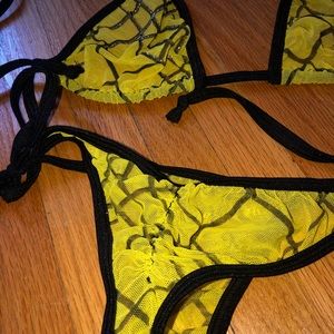 Plaid sheer scrunch bikini